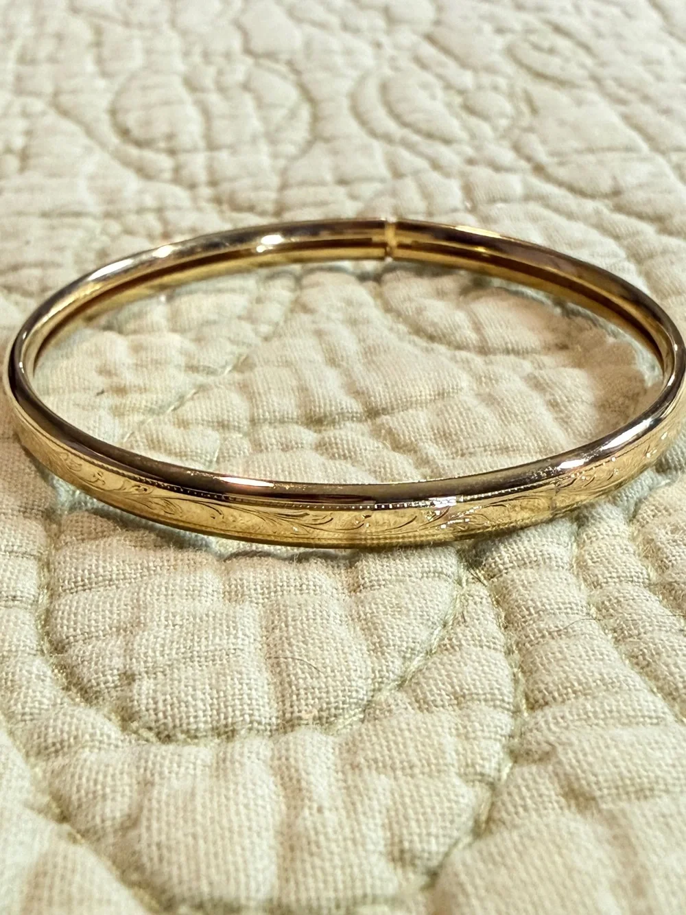 Girls' gold toned hinged engraved bangle bracelet - 2 sizes 1.75” & 2” NWOT